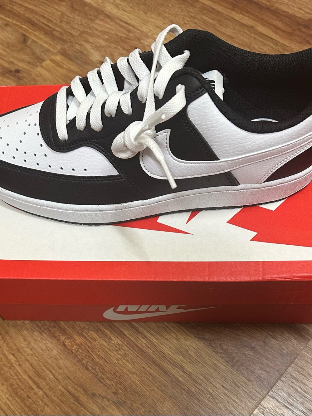 Nike Men’s Black and White Low-Top Sneakers — Classic Swoosh - Picture 5 of 6